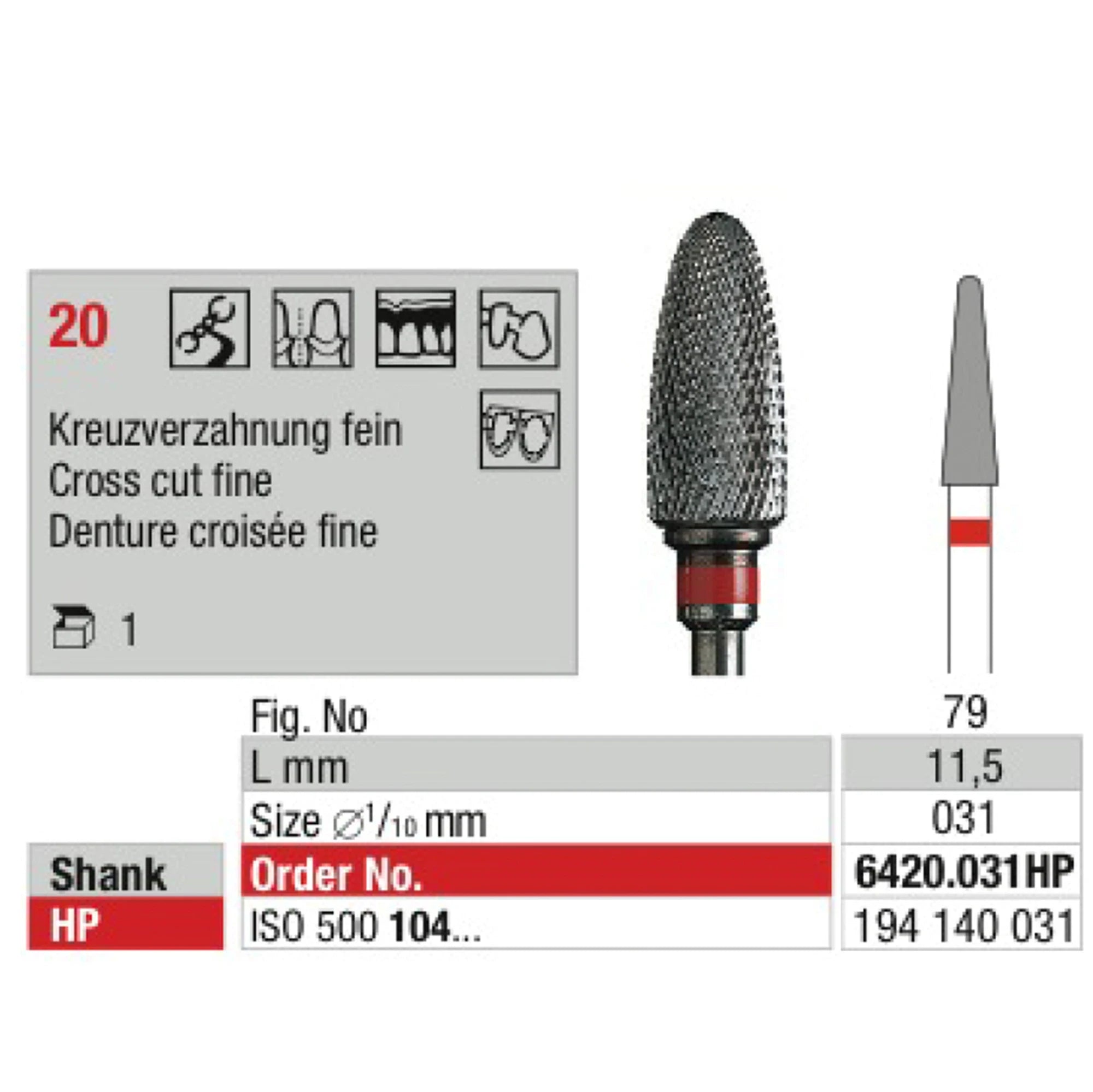 EDENTA TC CUTTER CROSS CUT FINE